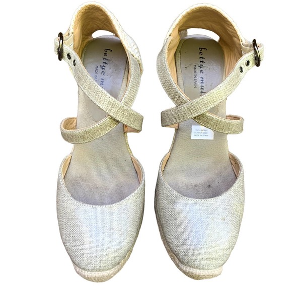 Bettye Muller Katy Espadrille Sandals Shoes Tan Canvas EU 40 US 9.5 - Picture 1 of 11